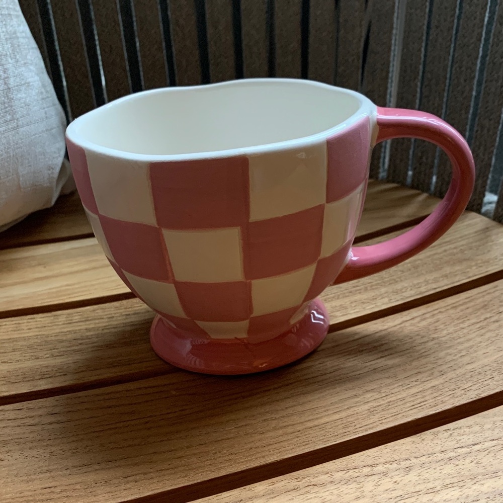 Pink and White Checkered Mug
